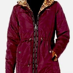 REVERSIBLE Cranberry/Cheetah Bebe Jacket